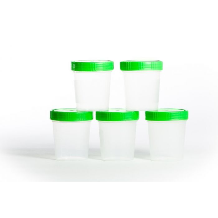 Re-useable Transparent Plastic Beakers with Green Cap/Screw Lids - 10 units