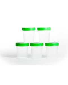 Re-useable transparent Plastic Beakers with Green cap/screw lids (Pack of 10) 